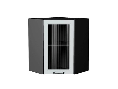 Шкаф верхний угловой остекленный Ницца Graphite, Blanco, 720, Moru В*Ш*Г 716*600*600, фасад МДФ/Стекло  Blanco, корпус  Graphite ms2510VVT_67413
