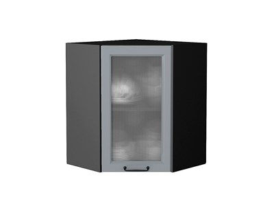 Шкаф верхний угловой остекленный Ницца Graphite, Magnum, 720, Кризет В*Ш*Г 716*600*600, фасад МДФ/Стекло  Magnum, корпус  Graphite ms2510VVT_44387