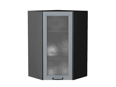 Шкаф верхний угловой остекленный Ницца Graphite, Magnum, 920, Кризет В*Ш*Г 920*600*600, фасад МДФ/Стекло  Magnum, корпус  Graphite ms2510VVT_44400