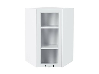 Шкаф верхний угловой остекленный Ницца Белый, Blanco, 920, Moru В*Ш*Г 920*600*600, фасад МДФ/Стекло  Blanco, корпус  Белый ms2510VVT_67410