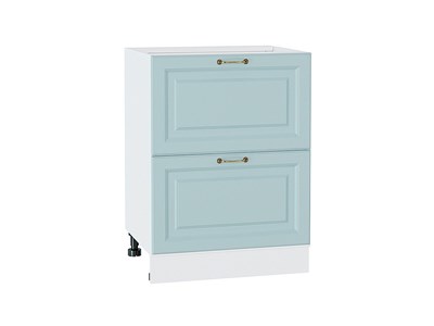 Шкаф нижний с 2-мя ящиками Ницца Белый, Голубой В*Ш*Г 816*600*478, фасад МДФ  Голубой, корпус  Белый ms2510VVT_54946