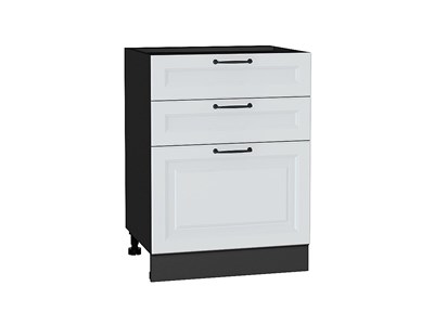 Шкаф нижний с 3-мя ящиками Ницца Graphite, Blanco, 600 В*Ш*Г 816*600*480, фасад МДФ  Blanco, корпус  Graphite ms2510VVT_44684