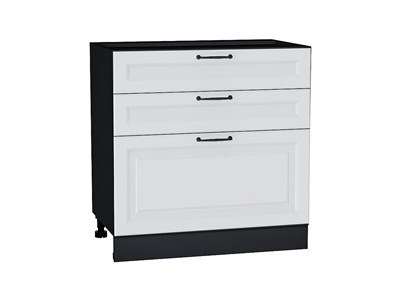 Шкаф нижний с 3-мя ящиками Ницца Graphite, Blanco, 800 В*Ш*Г 816*800*478, фасад МДФ  Blanco, корпус  Graphite ms2510VVT_44697