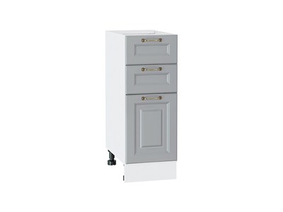 Шкаф нижний с 3-мя ящиками Ницца Белый, Графит, 300 В*Ш*Г 816*300*478, фасад МДФ  Графит, корпус  Белый ms2510VVT_54980