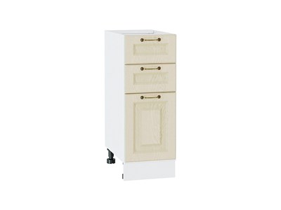 Шкаф нижний с 3-мя ящиками Ницца Белый, Дуб крем, 300 В*Ш*Г 816*300*478, фасад МДФ  Дуб крем, корпус  Белый ms2510VVT_44650