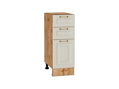 Шкаф нижний с 3-мя ящиками Ницца Дуб Вотан, Агат, 300 В*Ш*Г 816*300*478, фасад МДФ  Агат, корпус  Дуб Вотан ms2510VVT_64495