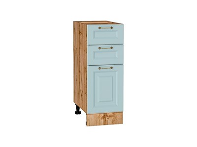 Шкаф нижний с 3-мя ящиками Ницца Дуб Вотан, Голубой, 300 В*Ш*Г 816*300*478, фасад МДФ  Голубой, корпус  Дуб Вотан ms2510VVT_64497