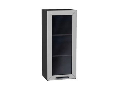 Шкаф верхний с 1-ой остекленной дверцей Глетчер Graphite, Гейнсборо Силк, 920, 400 В*Ш*Г 920*400*318, фасад МДФ/Стекло  Гейнсборо Силк, корпус  Graphite ms2510VVT_43544