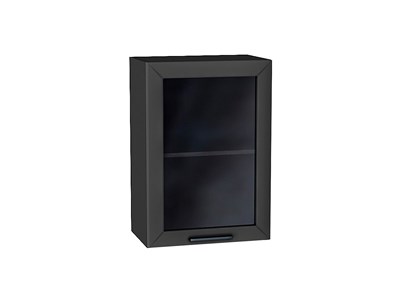 Шкаф верхний с 1-ой остекленной дверцей Глетчер Graphite, Маренго Силк, 720, 500 В*Ш*Г 716*500*318, фасад МДФ/Стекло  Маренго Силк, корпус  Graphite ms2510VVT_43540