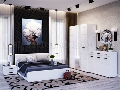 Спальня Нэнси New  Белый глянец/Белый Кровать 160*200 см pn26mf_1028355401