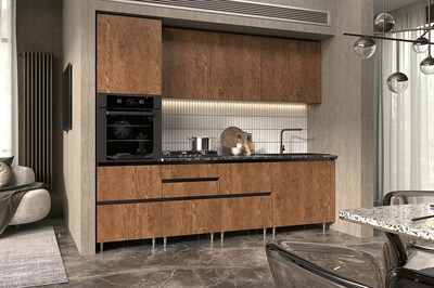 Кухня Техно-6 2.6 м экзотическое дерево амазония фасад МДФ 16 мм pnnon26mf_08-167660 (311652)