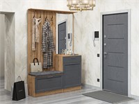 Прихожая  Стиль-02, каркас ЛДСП  Дуб Вотан, фасад МДФ  Graphite Softwood,  2090*1400*380 sppr5VVTtoAR63305