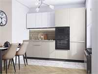 Кухонный гарнитур модульный Фьюжн-07 В*Ш*Г 2140*2700*600, фасад МДФ  Cream Silk/Silky White, корпус  Graphite, столешница  Дуб табак ms2510VVT_72074