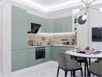 Кухонный гарнитур модульный Фьюжн-04 В*Ш*Г 2140*2500/1800*600, фасад МДФ  Silky Mint, корпус  Белый, столешница  Дуб натуральный ms2510VVT_52447