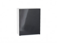 Шкаф верхний с 1-ой дверцей Фьюжн Белый, Anthracite, 720, 600 В*Ш*Г 716*600*320, фасад МДФ  Anthracite, корпус  Белый ms2510VVT_41516