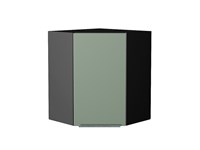 Шкаф верхний угловой Фьюжн Graphite, Silky Mint, 720 В*Ш*Г 716*600*600, фасад МДФ  Silky Mint, корпус  Graphite ms2510VVT_52090