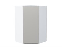 Шкаф верхний угловой Фьюжн Белый, Silky Light Grey, 920 В*Ш*Г 920*600*600, фасад МДФ  Silky Light Grey, корпус  Белый ms2510VVT_66630