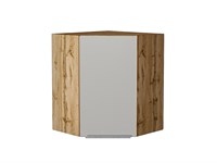 Шкаф верхний угловой Фьюжн Дуб Вотан, Silky Light Grey, 720 В*Ш*Г 716*600*600, фасад МДФ  Silky Light Grey, корпус  Дуб Вотан ms2510VVT_66631