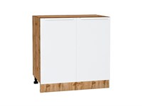 Шкаф нижний с 2-мя дверцами Фьюжн Дуб Вотан, Silky White, 800 В*Ш*Г 816*800*480, фасад МДФ  Silky White, корпус  Дуб Вотан ms2510VVT_61008