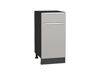 Шкаф нижний с 1-ой дверцей и ящиком Фьюжн Graphite, Silky Light Grey, 400 В*Ш*Г 816*400*480, фасад МДФ  Silky Light Grey, корпус  Graphite ms2510VVT_66652