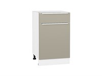 Шкаф нижний с 1-ой дверцей и ящиком Фьюжн Белый, Silky Grey, 500 В*Ш*Г 816*500*480, фасад МДФ  Silky Grey, корпус  Белый ms2510VVT_52137