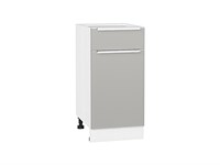 Шкаф нижний с 1-ой дверцей и ящиком Фьюжн Белый, Silky Light Grey, 400 В*Ш*Г 816*400*480, фасад МДФ  Silky Light Grey, корпус  Белый ms2510VVT_66646