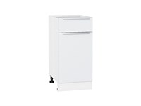 Шкаф нижний с 1-ой дверцей и ящиком Фьюжн Белый, Silky White, 400 В*Ш*Г 816*400*480, фасад МДФ  Silky White, корпус  Белый ms2510VVT_52132