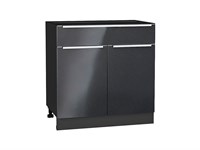 Шкаф нижний с 2-мя дверцами и ящиком Фьюжн Graphite, Anthracite, 800 В*Ш*Г 816*800*480, фасад МДФ  Anthracite, корпус  Graphite ms2510VVT_56610