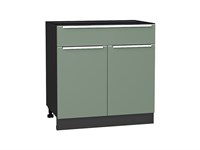 Шкаф нижний с 2-мя дверцами и ящиком Фьюжн Graphite, Silky Mint, 800 В*Ш*Г 816*800*480, фасад МДФ  Silky Mint, корпус  Graphite ms2510VVT_56604