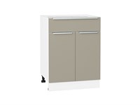 Шкаф нижний с 2-мя дверцами и ящиком Фьюжн Белый, Silky Grey, 600 В*Ш*Г 816*600*480, фасад МДФ  Silky Grey, корпус  Белый ms2510VVT_52200