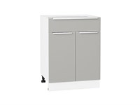 Шкаф нижний с 2-мя дверцами и ящиком Фьюжн Белый, Silky Light Grey, 600 В*Ш*Г 816*600*480, фасад МДФ  Silky Light Grey, корпус  Белый ms2510VVT_66676