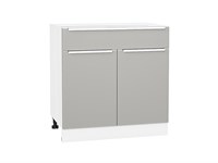 Шкаф нижний с 2-мя дверцами и ящиком Фьюжн Белый, Silky Light Grey, 800 В*Ш*Г 816*800*480, фасад МДФ  Silky Light Grey, корпус  Белый ms2510VVT_66677