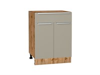 Шкаф нижний с 2-мя дверцами и ящиком Фьюжн Дуб Вотан, Silky Grey, 600 В*Ш*Г 816*600*480, фасад МДФ  Silky Grey, корпус  Дуб Вотан ms2510VVT_60997