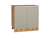 Шкаф нижний с 2-мя дверцами и ящиком Фьюжн Дуб Вотан, Silky Grey, 800 В*Ш*Г 816*800*480, фасад МДФ  Silky Grey, корпус  Дуб Вотан ms2510VVT_60998