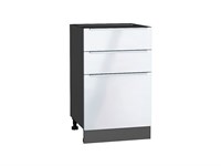 Шкаф нижний с 3-мя ящиками Фьюжн Graphite, Angel, 500 В*Ш*Г 816*500*480, фасад МДФ  Angel, корпус  Graphite ms2510VVT_39747