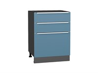 Шкаф нижний с 3-мя ящиками Фьюжн Graphite, Silky Blue, 600 В*Ш*Г 816*600*480, фасад МДФ  Silky Blue, корпус  Graphite ms2510VVT_52261