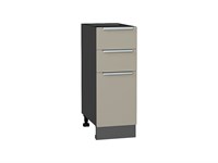 Шкаф нижний с 3-мя ящиками Фьюжн Graphite, Silky Grey, 300 В*Ш*Г 816*300*480, фасад МДФ  Silky Grey, корпус  Graphite ms2510VVT_52225