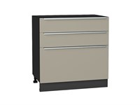 Шкаф нижний с 3-мя ящиками Фьюжн Graphite, Silky Grey, 800 В*Ш*Г 816*800*480, фасад МДФ  Silky Grey, корпус  Graphite ms2510VVT_52246
