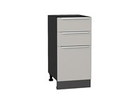 Шкаф нижний с 3-мя ящиками Фьюжн Graphite, Silky Light Grey, 400 В*Ш*Г 816*400*480, фасад МДФ  Silky Light Grey, корпус  Graphite ms2510VVT_66700