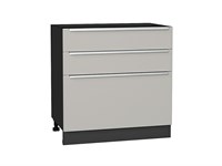 Шкаф нижний с 3-мя ящиками Фьюжн Graphite, Silky Light Grey, 800 В*Ш*Г 816*800*480, фасад МДФ  Silky Light Grey, корпус  Graphite ms2510VVT_66703