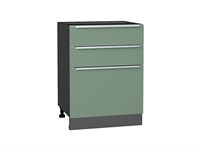 Шкаф нижний с 3-мя ящиками Фьюжн Graphite, Silky Mint, 600 В*Ш*Г 816*600*480, фасад МДФ  Silky Mint, корпус  Graphite ms2510VVT_52253