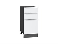 Шкаф нижний с 3-мя ящиками Фьюжн Graphite, Silky White, 400 В*Ш*Г 816*400*480, фасад МДФ  Silky White, корпус  Graphite ms2510VVT_52234