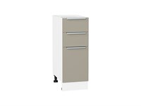 Шкаф нижний с 3-мя ящиками Фьюжн Белый, Silky Grey, 300 В*Ш*Г 816*300*480, фасад МДФ  Silky Grey, корпус  Белый ms2510VVT_52224