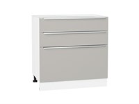 Шкаф нижний с 3-мя ящиками Фьюжн Белый, Silky Light Grey, 800 В*Ш*Г 816*800*480, фасад МДФ  Silky Light Grey, корпус  Белый ms2510VVT_66693