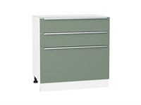 Шкаф нижний с 3-мя ящиками Фьюжн Белый, Silky Mint, 800 В*Ш*Г 816*800*480, фасад МДФ  Silky Mint, корпус  Белый ms2510VVT_52250