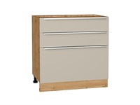 Шкаф нижний с 3-мя ящиками Фьюжн Дуб Вотан, Cream Silk, 800 В*Ш*Г 816*800*480, фасад МДФ  Cream Silk, корпус  Дуб Вотан ms2510VVT_72020