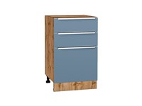 Шкаф нижний с 3-мя ящиками Фьюжн Дуб Вотан, Silky Blue, 500 В*Ш*Г 816*500*480, фасад МДФ  Silky Blue, корпус  Дуб Вотан ms2510VVT_61045