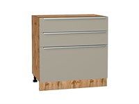 Шкаф нижний с 3-мя ящиками Фьюжн Дуб Вотан, Silky Grey, 800 В*Ш*Г 816*800*480, фасад МДФ  Silky Grey, корпус  Дуб Вотан ms2510VVT_61039