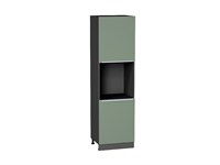 Шкаф пенал с 2-мя дверцами под технику Фьюжн Graphite, Silky Mint, 2140 В*Ш*Г 2132*600*576, фасад МДФ  Silky Mint, корпус  Graphite ms2510VVT_52308