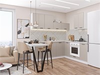 Кухонный гарнитур модульный Фрейм-03 В*Ш*Г 2140*2200/2000*600, фасад МДФ  Cream Silk, корпус  Белый, столешница  Пирит светлый ms2510VVT_70028